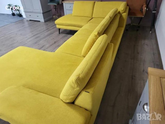 Жълт П образен ъглов диван от плат Dieter Knoll ZE-EM20075, снимка 3 - Дивани и мека мебел - 44244515