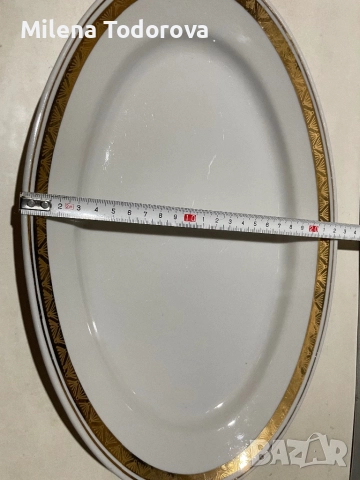  Голямо елипсовидно, порцеланово плато с маркировка, снимка 4 - Чинии - 52599591