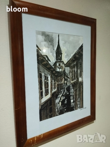 Картина туш и акварел, снимка 2 - Картини - 52195417