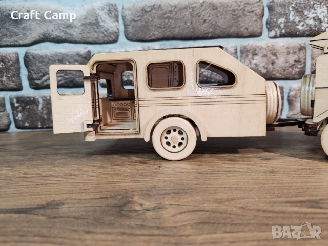 Дървен модел на Джип и Каравана – Craft Camp, снимка 15 - Коли, камиони, мотори, писти - 52738202