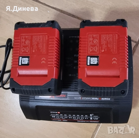 Двойно зарядно с 2 бр батерий Einhell , снимка 2 - Хидравлични и пневматични чукове - 52856145