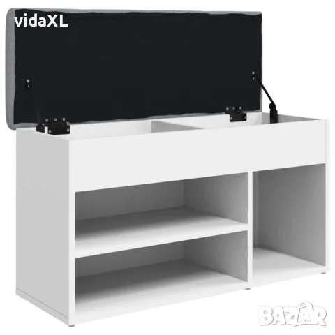 vidaXL Пейка за обувки, бяла, 82x32x45,5 см, инженерно дърво