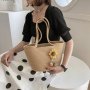Плетена дамска чанта тип кошница Brown, снимка 7