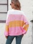 Дамски моден пуловер с цветни блокове, 3цвята - 023, снимка 13
