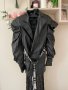 Ново кожено черно сако блейзер буфан ръкав Caramella Fashion , снимка 1 - Сака - 44216719