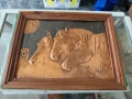 Меден барелеф коне на водопой бакър, снимка 1