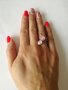 Сребърен пръстен с розов цирконий. Сребро проба 925. 