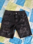 Мъжки къси дънки черни накъсани със пръски, снимка 1