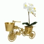 Метален цветарник велосипед – златист, снимка 1