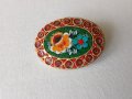 Винтидж италианска микромозайка с флорална овална игла, брошка, снимка 7
