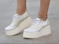 Обувки на платформа - бяла кожа - 450-L , снимка 2