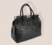 Дамска луксозна чанта от естествена кожа в черно, снимка 3