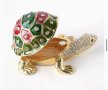 кутия за бижута луксозен сувенир костенурка жаба с камъни украса, снимка 4