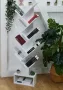 Дървена библиотека за книги тип дърво 9 рафта + чекмедже, бял, венге, снимка 8