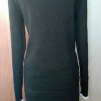 Еластична черна блуза, с бели биета🍀❤M/L,L,XL🍀❤арт.3040, снимка 2 - Блузи с дълъг ръкав и пуловери - 33827847