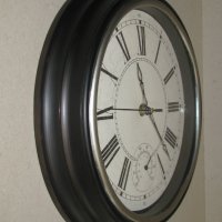 Пластмасов стенен часовник ретро 30 см кварцов, с термометър, отличен, снимка 2 - Стенни часовници - 41426060