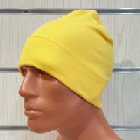 Нова мъжка зимна шапка с подгъв в жълт цвят, снимка 2 - Шапки - 39325389