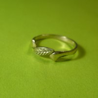 Сребърен пръстен с листенце