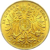 Златна Монета 20 Корони 1915, снимка 2 - Нумизматика и бонистика - 42722095