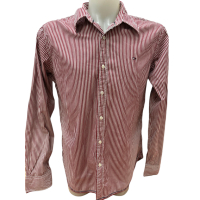 Мъжка риза TOMMY HILFIGER размер L / XL райе червено бяло, снимка 1 - Ризи - 44589716