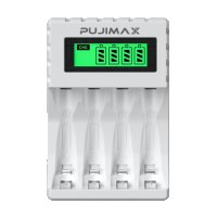 PUJIMAX 4 слота 1.2V интелигентно зарядно устройство за NiCd NiMh батерии LCD дисплей за AA/AAA, снимка 10 - Друга електроника - 42568744