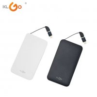 Преносима батерия KLGO KP-61,Power Bank 6000mAh, вграден кабел microUSB и Lightning, снимка 2 - Външни батерии - 39854836