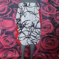 Zara Basic Бяла пола с черно-червена шарка ХЛ, снимка 3 - Поли - 41375638