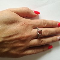 Сребърен пръстен с циркони и тупаз. Сребро проба 925. , снимка 3 - Пръстени - 38663534