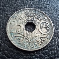 Стара монета 25 сантима 1933 г. Франция - топ !, снимка 5 - Нумизматика и бонистика - 42219848