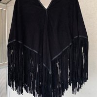 Луксозно кожено тънко яке-наметало с ресни STELLA-NOVA Дания, снимка 12 - Якета - 36027752