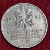 Сребърна монета от 10 DM 300 години Franckesche Stiftungen 1998 г, снимка 4 - Нумизматика и бонистика - 41937936