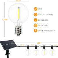 Yuucio LED соларни стрингови лампи, 15 м G40, с 25+1 нечупливи крушки, снимка 5 - Соларни лампи - 44572439