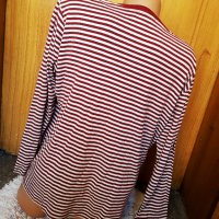Червено-бяла блуза райе с декорация кабси на рамената 2ХЛ, снимка 4 - Блузи с дълъг ръкав и пуловери - 34617022