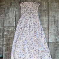 Разкошна нова дълга спортно елегантна ежедневна рокля hm флорален принт нежни лилави цветя , снимка 3 - Рокли - 41648346