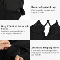SHAPERIN Дамски бански костюм с дълбоко V-образно деколте, черен, размер S, снимка 5 - Бански костюми - 44478618