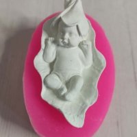3D бебе шушулка фунийка шапка върху листо силиконов молд форма фондан гипс декор, снимка 2 - Форми - 40683802