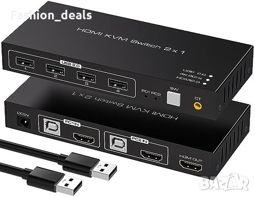 Нов 4K 60hz HDMI USB превключвател KVM превключвател 2PCs, снимка 1
