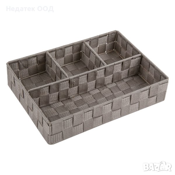 Плетена кошница за съхранени, е 4 места, 33x24x7 см, Кафява, снимка 1