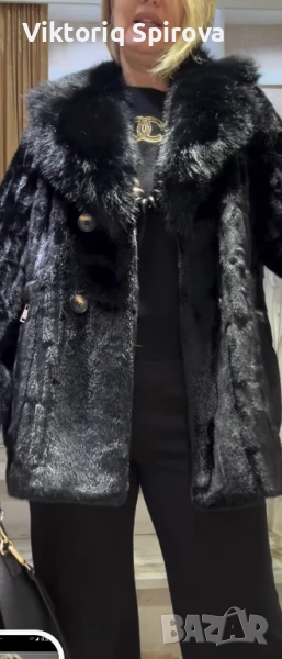 Ново черно палто от висококачествена еко кожа, снимка 1