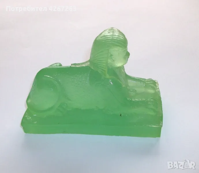 Уникална старинна фосфоресцираща статуетка сфинкс, снимка 1