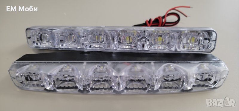 Комплект от 2 бр. Дневни Светлини Халогени Диодни 6 SMD LED DRL 12V Е4 6000К, снимка 1