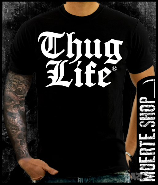 Тениска с щампа THUG LIFE GOTHIC, снимка 1