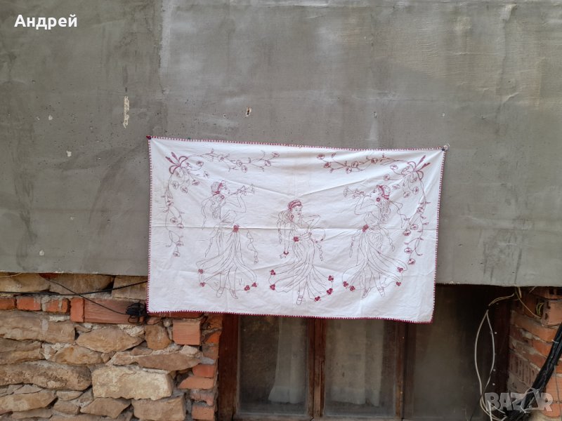 Старинен бродиран ковьор,покривка за стена #176, снимка 1
