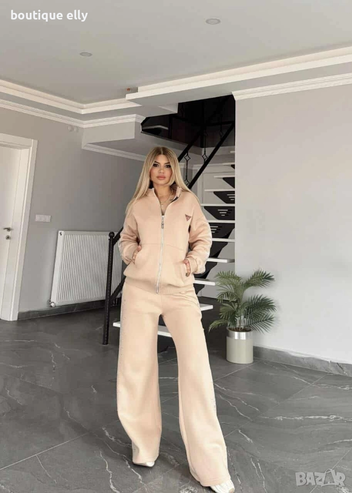 ватиран дамски екип в черно и бежово, снимка 1