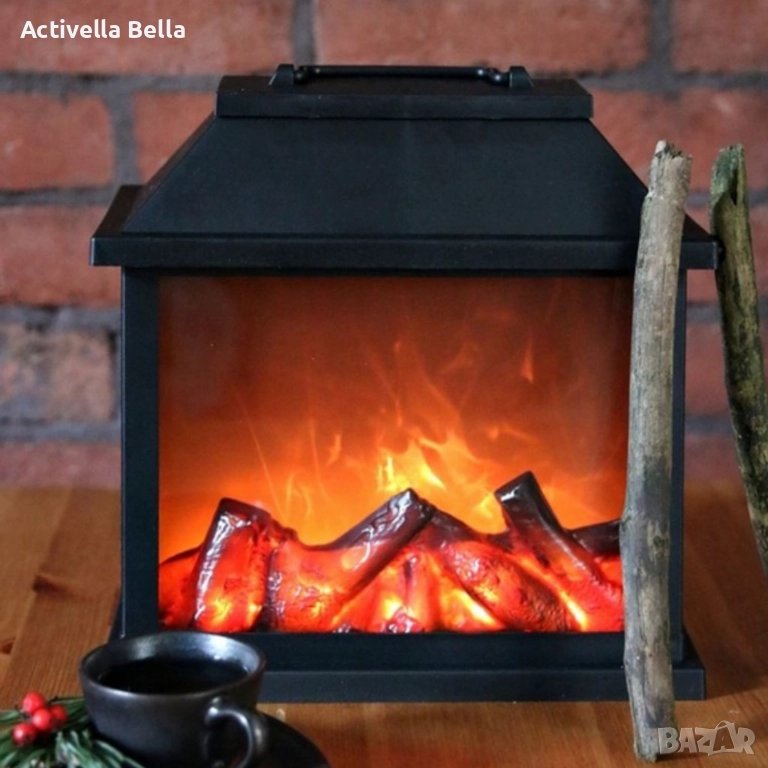 Декоративен LED фенер - камина, снимка 1