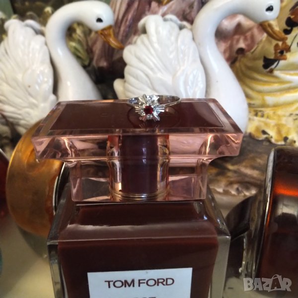 Нов сребърен пръстен с рубин и цирконий   НАМАЛЕНИЕ , снимка 1