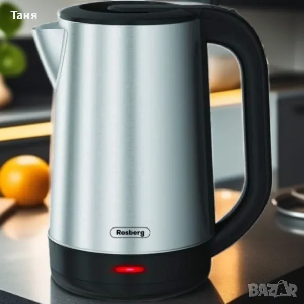 Комплект електрическа кана Rosberg  с ПОДНОС за кафе и чай, снимка 1