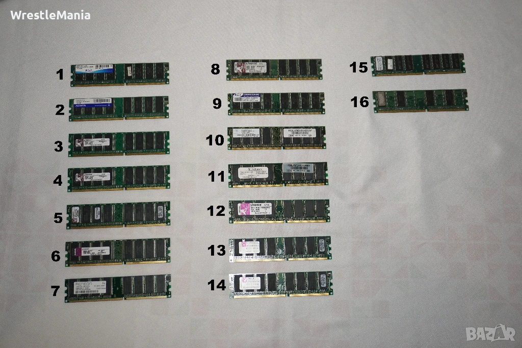 16бр DDR RAM ПАМЕТ Kingston/ADATA/PQI/Nanya/Infineon/VDATA Тествана и Работеща за Настолен Компютър, снимка 1