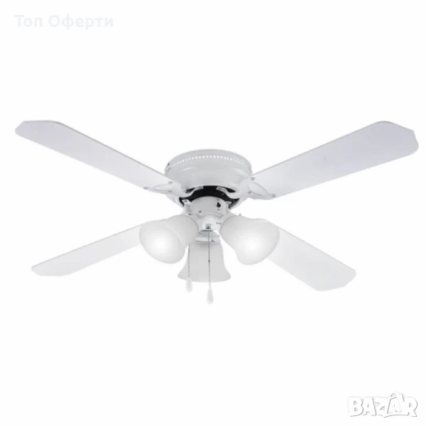 Таванен вентилатор с осветление Muhler MCF4262W N – 107 см, 4 перки, 3xE27, 55W, MDF, снимка 1