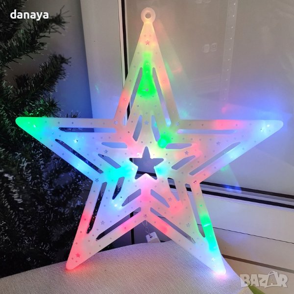 4229 Светеща коледна звезда с LED свeтлини украса за стена 40см, снимка 1